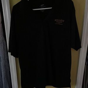 XL black polo with Bulleit Bourbon on left chest.